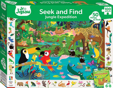 Jr Jigsaw Seek & Find 100pc: Jungle Expe - Hinkler