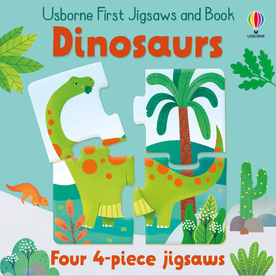 First Jigsaw & Book: Dinosaurs 4x4 Pcs - Usborne