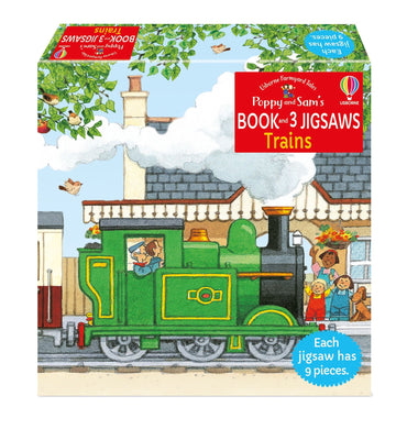 Poppy & Sam's Book and 3 Jigsaws: Trains - Usborne
